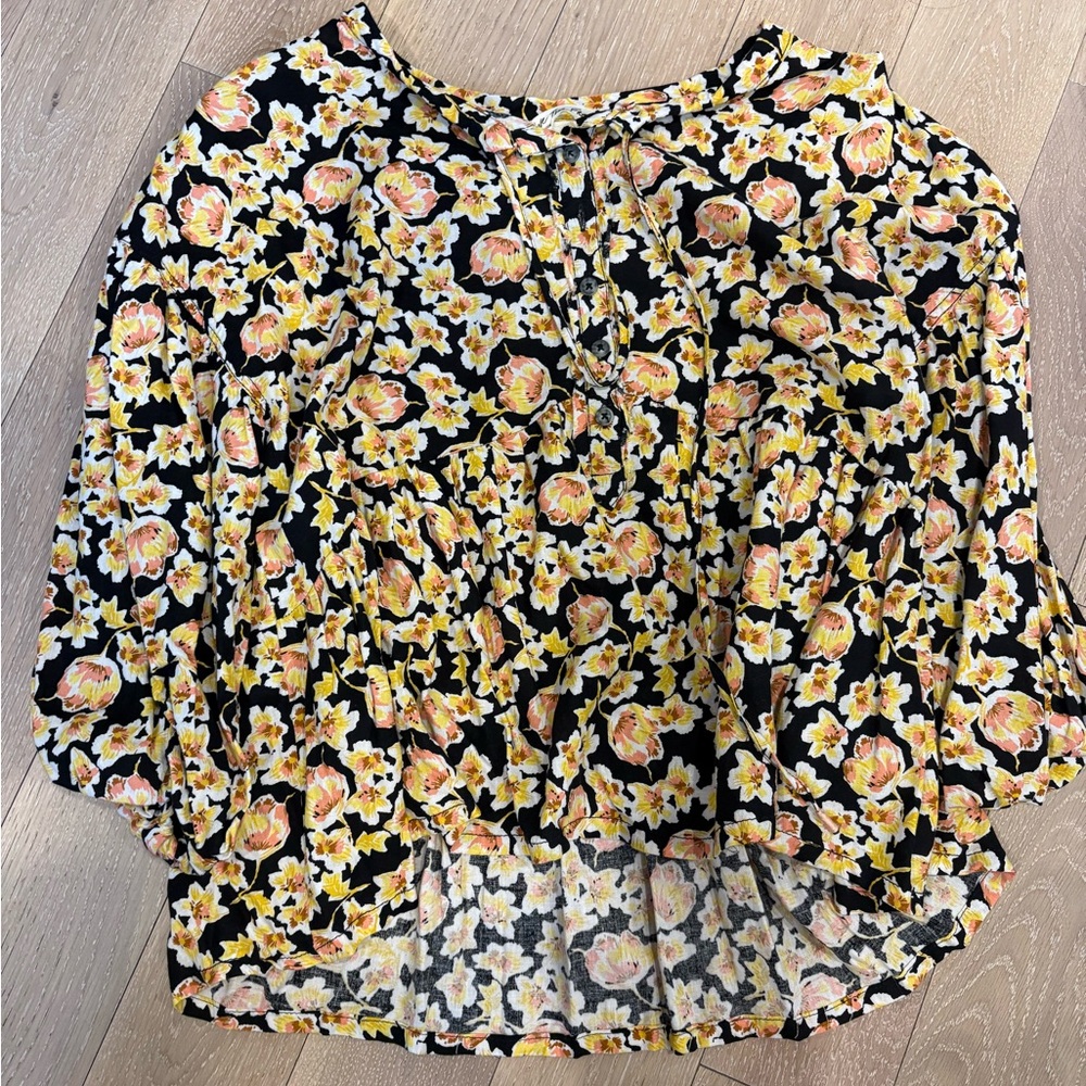 We The Free Yellow floral Blouse